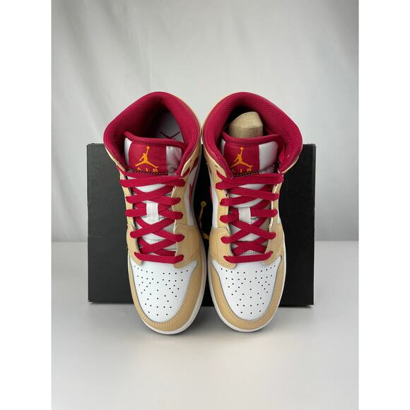NEW Nike Air Jordan 1 Mid GS Beige White Red 554725 201 - SIZE 5Y = 6.5 WOMENS main image 8